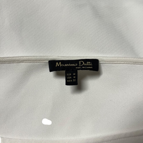 Massimo Dutti | Women's White Boat Neck Open Buttoned Long Sleeved Top - Picture 7 of 7